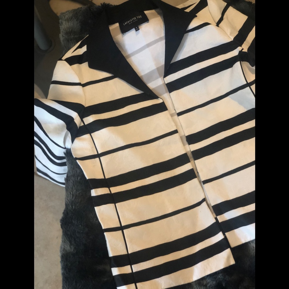 Lafayette 148 blazer black and white textured fabric